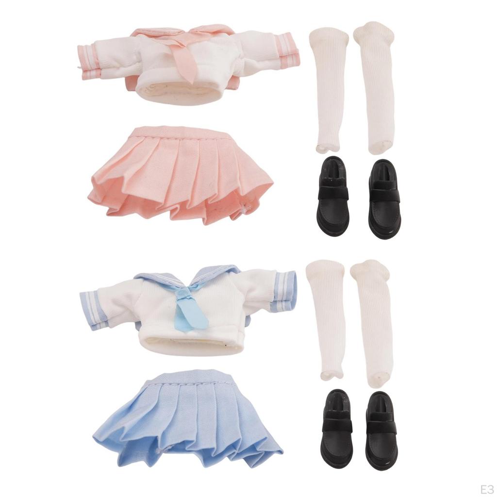 1/ Weibliche Figuren Kleidung Miniaturfigur Rock Hemd Schuhe Anzug Aussehen PP Geeignet