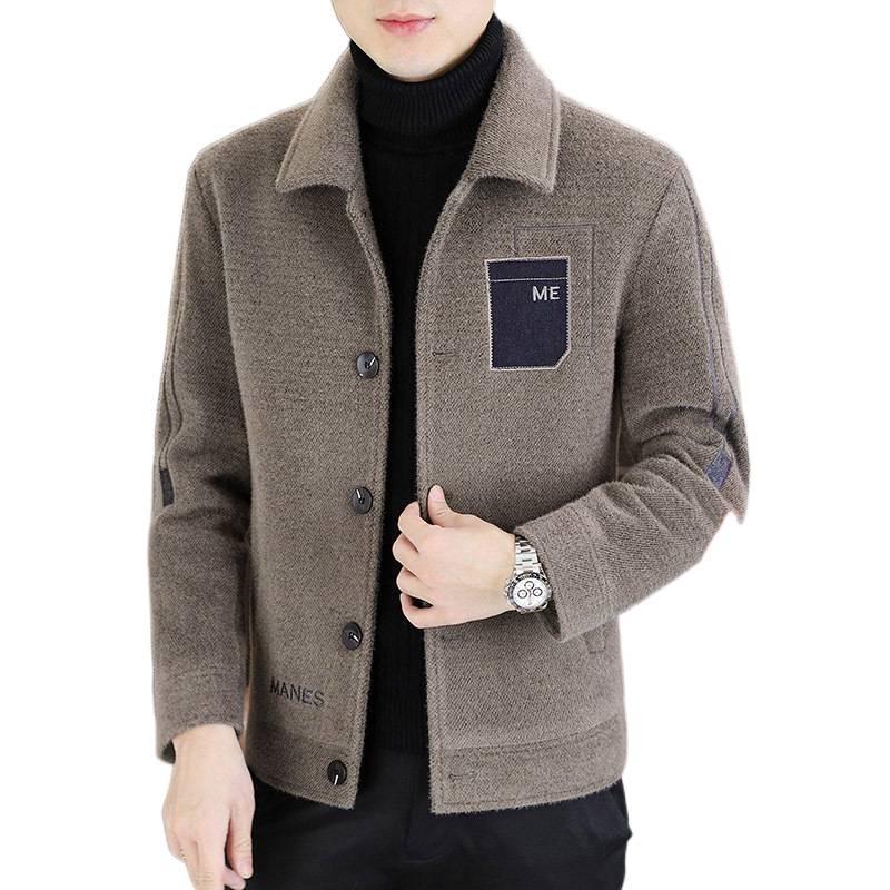 Men’s Thick Woolen Coat: Autumn/Winter Casual, Short, with Cotton Padding and Fleece Lining