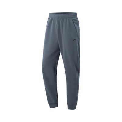 Calças Esportivas de Malha com Punho Li Ning Confortáveis Simples Versáteis Masculinas Parte de Baixo Azul-Sombra Profunda AKLV331-7