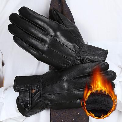 1 Paar Herren PU Leder Winter Herbst Fahrhandschuhe Warmhalten Fleece Taktische Handschuhe Schwarz Outdoor Sport Wasserdichter Fäustling