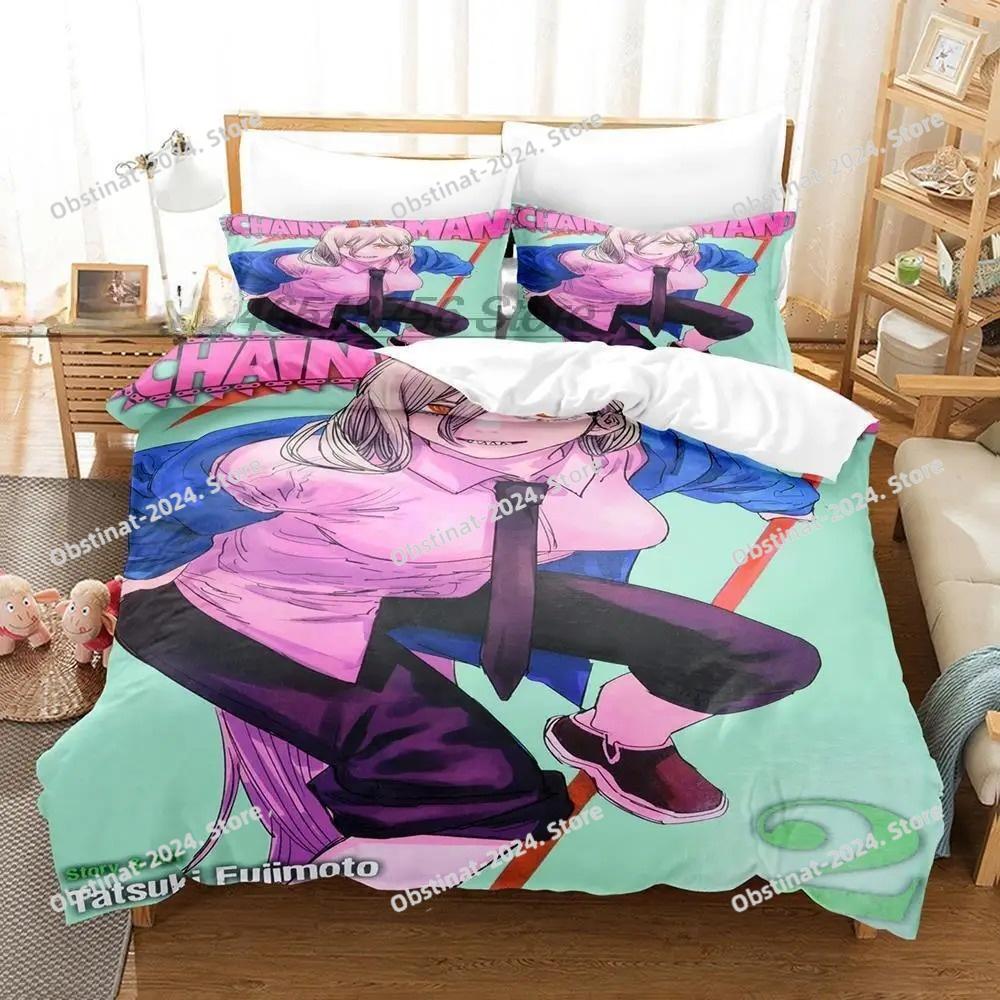 Girls Chainsaw Man Makima Bedding Set Printed Bed Set Duvet Cover Sheet Pillowcase Soft Quilt Cover Full Queen King Size
