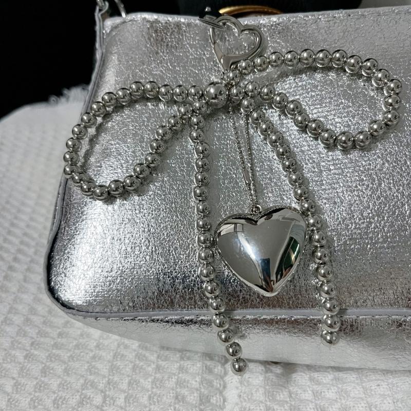 Bowknot Heart Pendant Keychain Beaded Phone Charm Detachable Bows Phone Lanyard Handmade Keyring Jewelry for Bag Purse