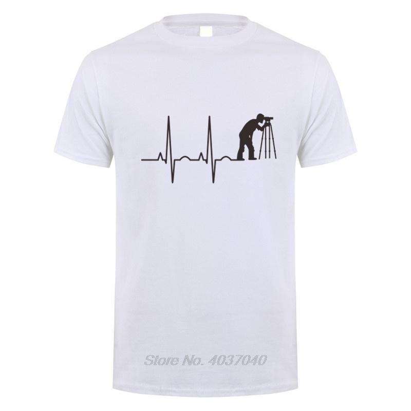 Heartbeat Of Land Surveyor Tshirts Summer Unisex Cotton Short Sleeve Land Examiner Cartogropher Oversized Tshirt Fitness Tees