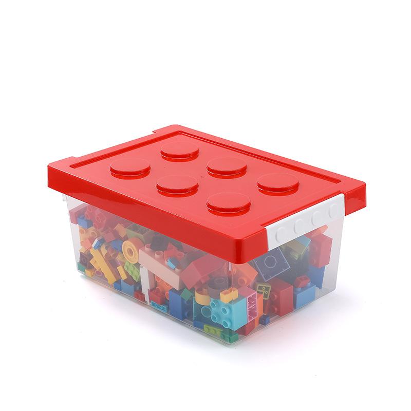 Snap On Building Block Storage Box with Large Capacity Transparent Tape Cover, Classified and Organized Toy Storage Box
