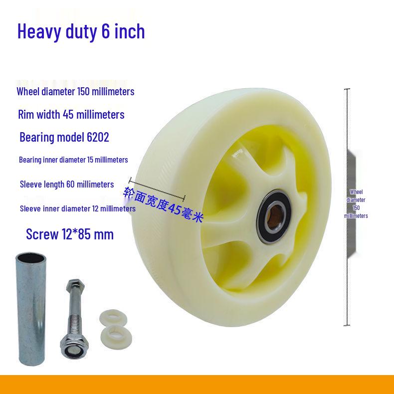 Durable Nylon Universal Casters for Trolleys - Sizes: 3", 4", 5", 6", 8"