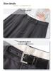 Women's Grey Wide-Leg Suit Pants for Spring 2025 - Casual, Draped, Loose-Fit, Slimming, Straight-Leg Style for Spring and Autumn.