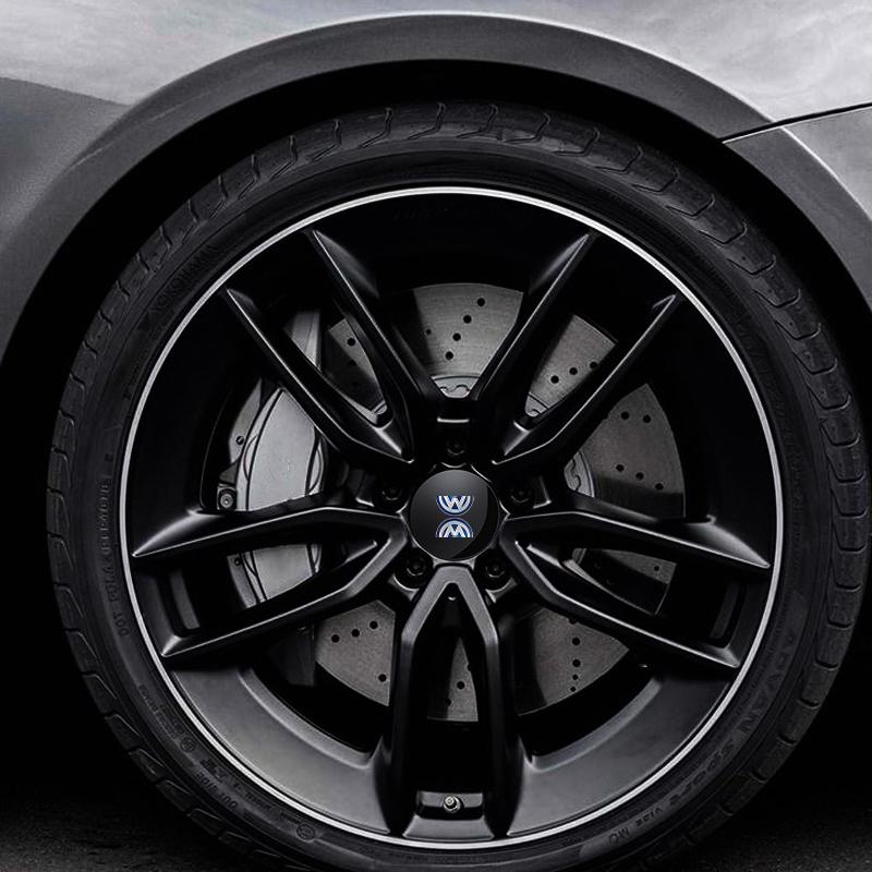 4Pcs 56mm New Car Wheel Stickers Center Hub Cap Car Emblem Badge Decal For Volkswagen GTI R-Line R Polo T5 Golf Passat Scirocco