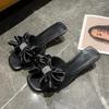 Fashion Ladies Shoes 2025 Open Toe Women's Slippers Fashion Dress Slippers Women Square Toe Crystal Bow Tie Thin Heels Women's Sandals