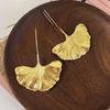 Ginkgo Leaf Texture Pendant Earrings: Bold European & American Fashion Statement for Women