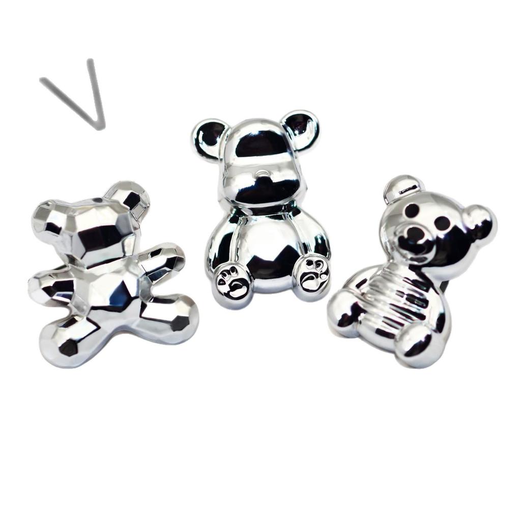 Elegant Matte Silver Teddy Bear Heart Strawberry Jewelry Hair Accessories with Handmade Details