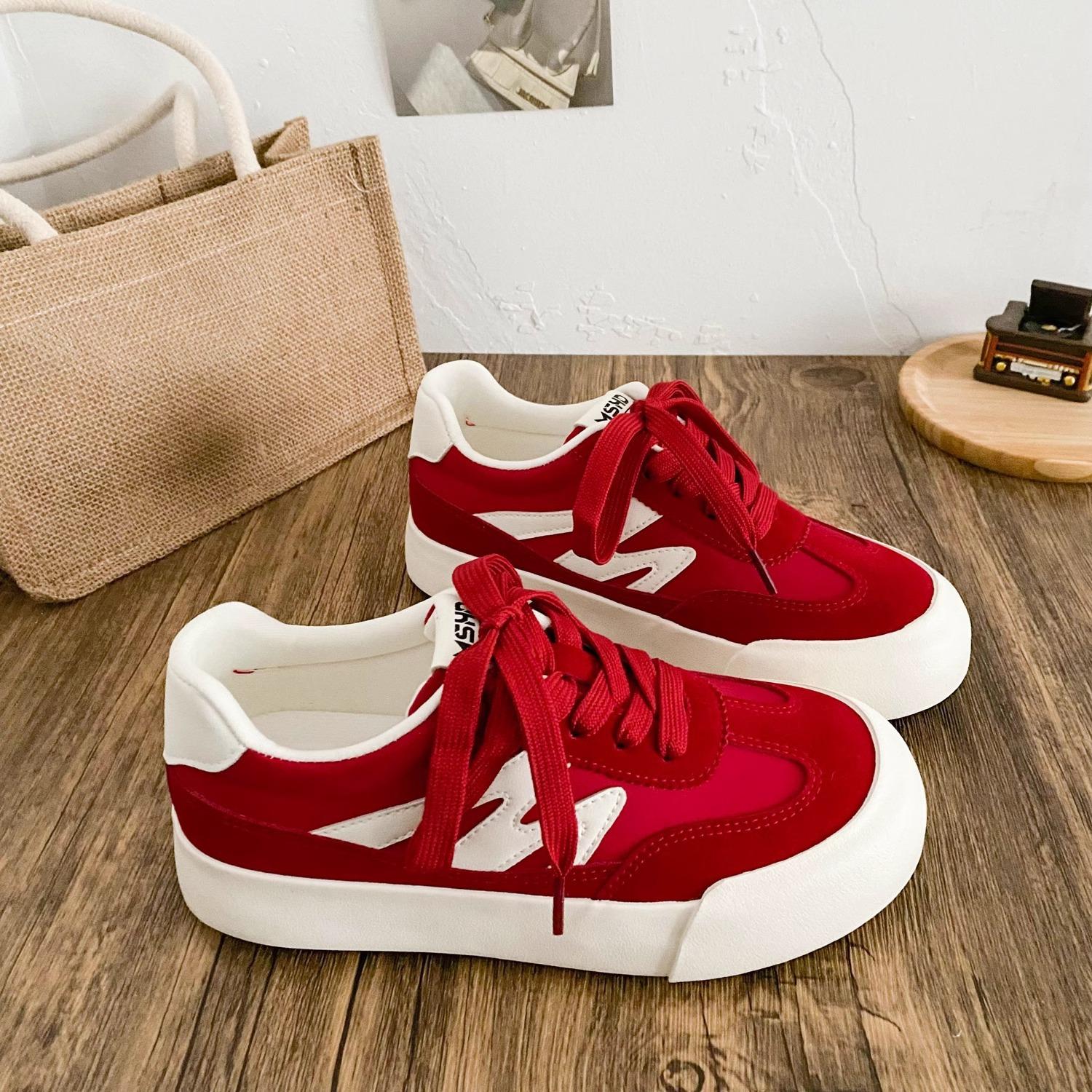 

Retro red board shoes women s versatile casual sneakers 35