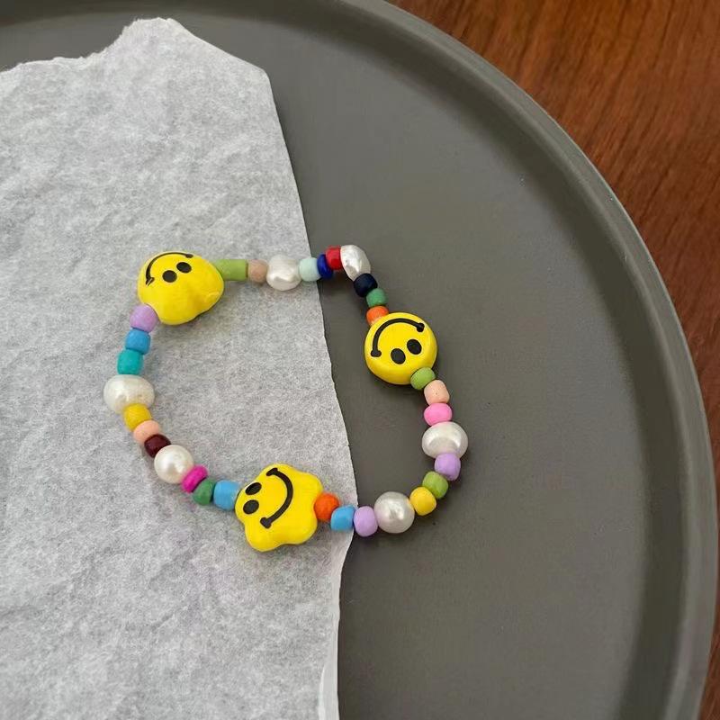 Colorful Smiley Beaded Love Bracelet for Women - 2023 Niche Design, All-Match Girlfriend Style