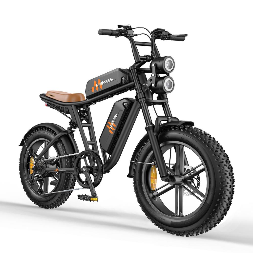 HillMiles MileZoom 1 Electric Bike for Adult 250W Motor, 52V 15.6Ah Dual Battery, 20*4.0 Inch Tire