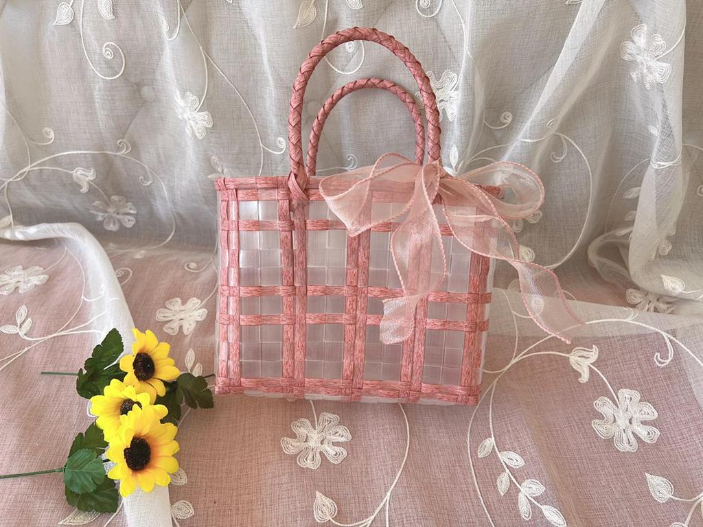 Brautjungfern-Souvenir-Tasche: Geflochtene Gelee Strandhandtasche Korb für den Urlaub