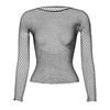 Women Fishnet Mesh See-through Black Shirts New Fashion Bodystocking Night Dress Hollow Out Fishnet Sexy Long Sleeve Underwear
