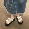 Korean Sle Women's Sandals 2025 Summer New Thi Bot Cross Tie Roman Beach Fairy oes Sweet Low Heel Flat Bot Rubber...
