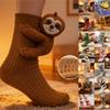 Men Women Cotton Knee High Slipper Socks Warm Thermal Knitted Floor Socks with Non- Dots