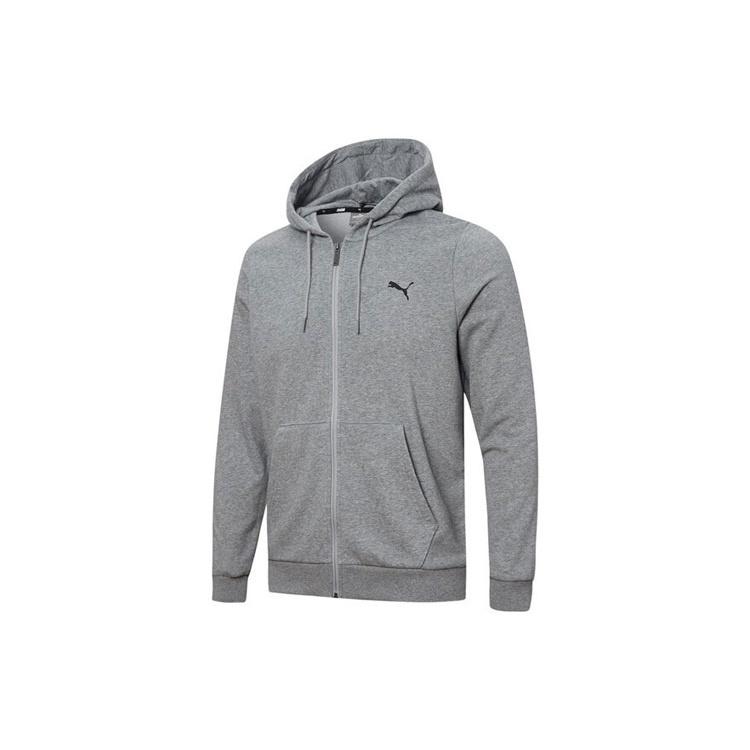 PUMA Ess Logo Solid Color Hooded Jacket Gray Men s 848732-03 L