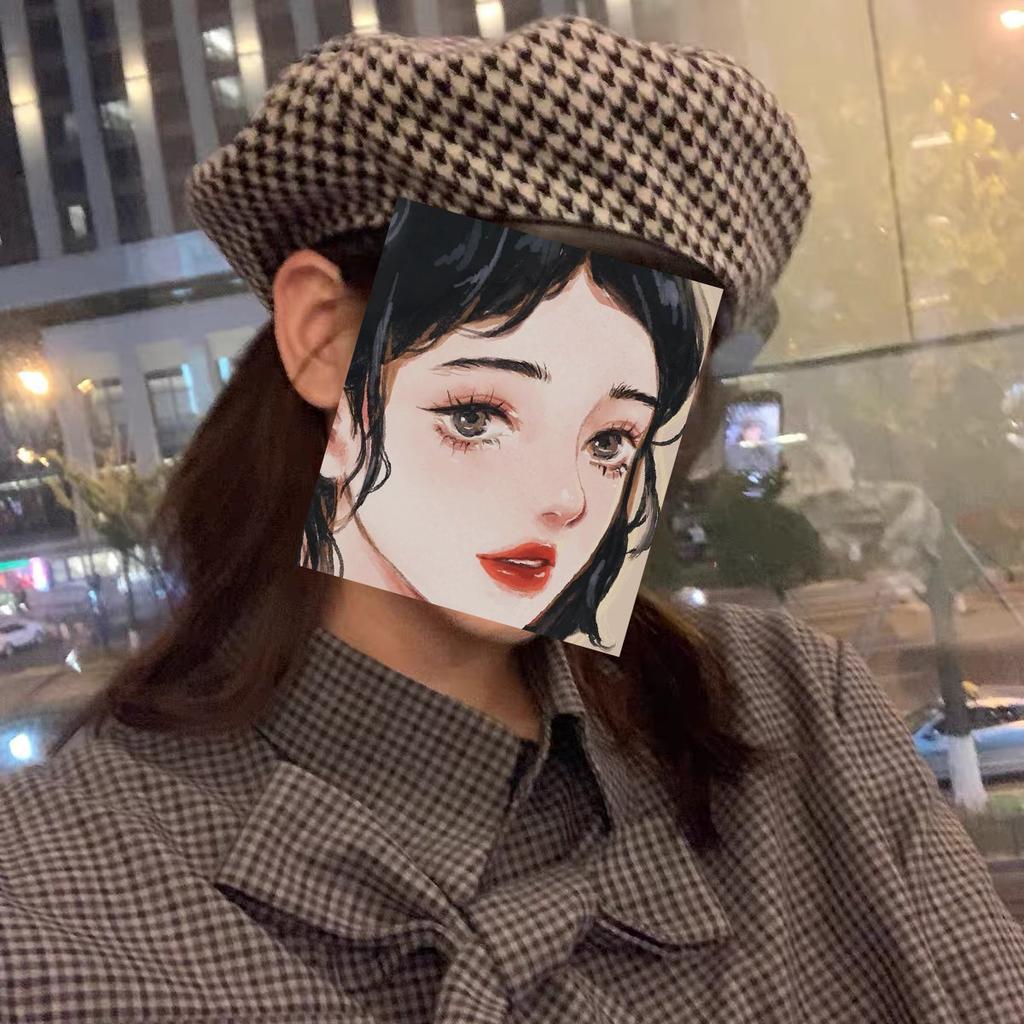 Hat Women's Autumn New Cloud Hat Chessboard Gebere Retro Fashion Breathable Painter Hat