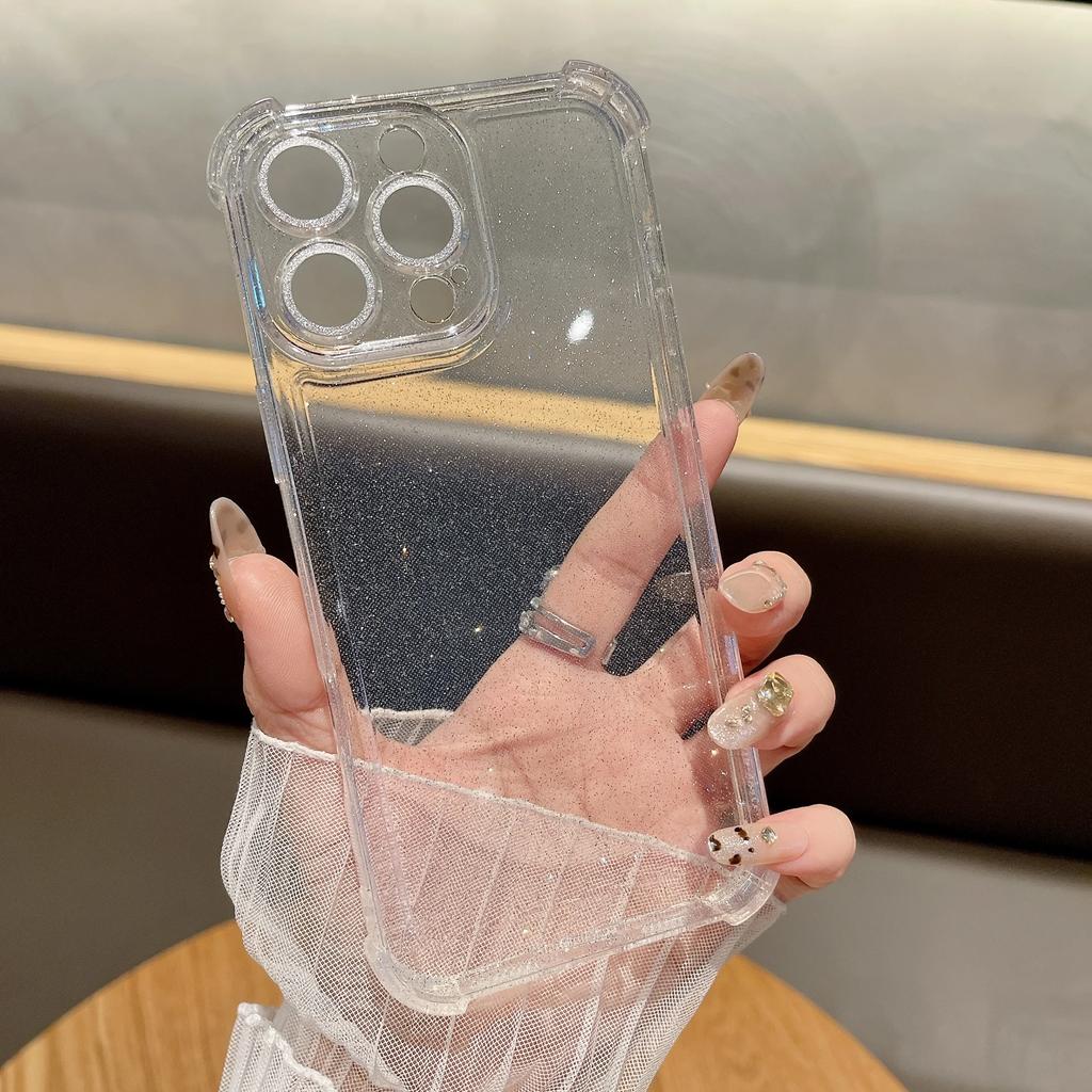 Bling Glitter Transparent Loose Powder for for iPhone 16 16E 15 14 13Plus 12 11 Pro Max Phone Case Protective Cover