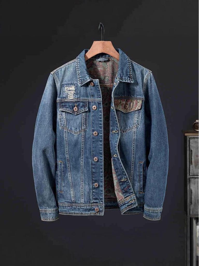 2025 Men's Loose Casual Denim Jacket for Spring and Autumn - Teenager Workwear Shirt Top