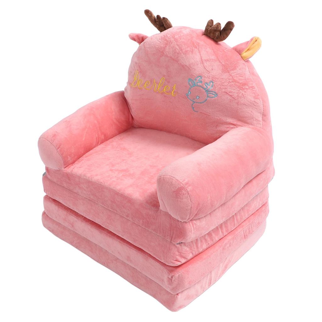 Foldable Sofa Cute Cartoon Shape Comfortable Multifunctional Kids Couch Fold Out for Home Kindergarten