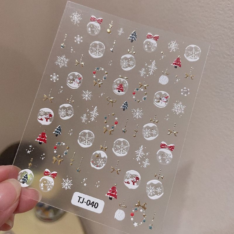 

Nail Stickers Paper Net Red Christmas Snowflake Crystal Ball New Arrival Ins Snow Ball Strap Adhesive Nail Decals Decorations TL-040