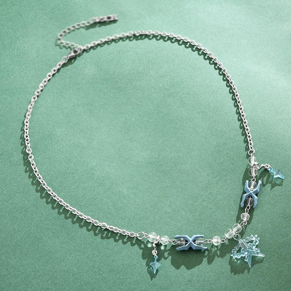 Star Shape Charming Crystal Inlaid Necklace For Sweethearts Elegant Design For Gift Giving