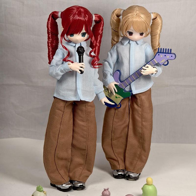 6-inch BJD Doll Outfit Set Light Blue Casual Office Daily Wear With Button Or Hook-and-Loop Top Pants