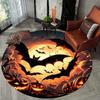 1pc Soft, Absorbent & Non-Slip Bats and Pumpkins Round Rug, Perfect for Entryway, Living Room, Bedroom Decor, Machine Washable Flannel Memor