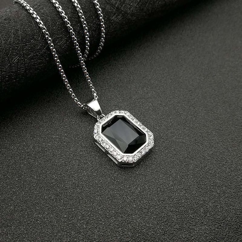 Hip Hop Stainless Steel Pendant Gold Color Rhinestone Rhinestone Necklace Drop Shipping