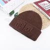 Korean Style Fashion Letter Printed Wool Hat for Women In Autumn and Winter Warm Pullover Cold Hat Showing Face Small Ear Protection Knit Hat Trendy