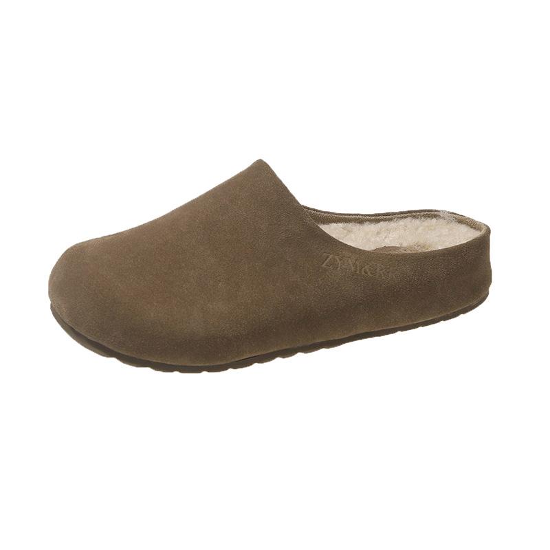 thick-soled plush fluffy shoes women's shoes wear fluffy slippers women's casual single shoes