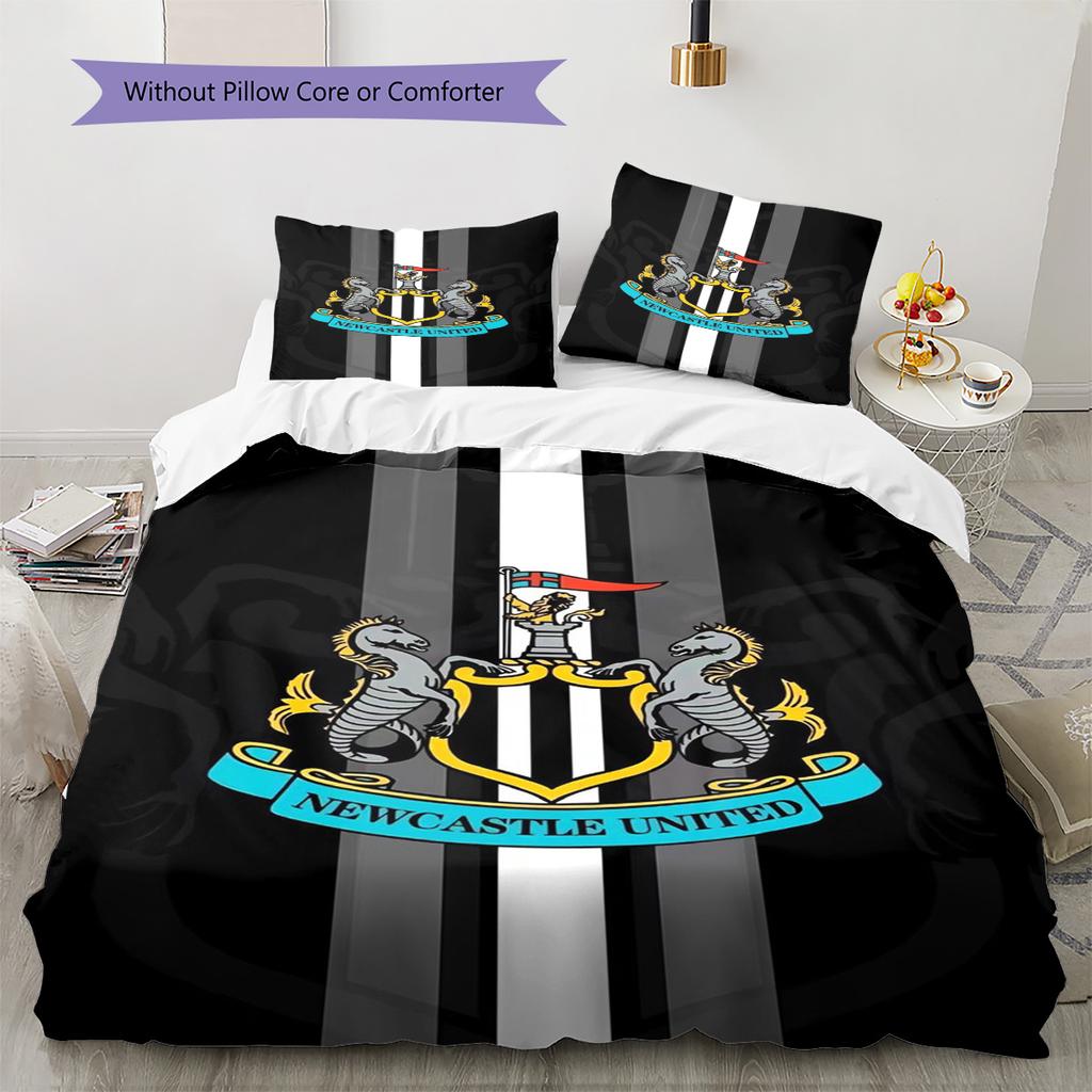 Newcastle United Patronen Beddengoed Set Dekbedovertrek Kussensloop Woondecoratie Cadeau (1 dekbedovertrek + 2 kussenslopen, zonder binnenkussen)