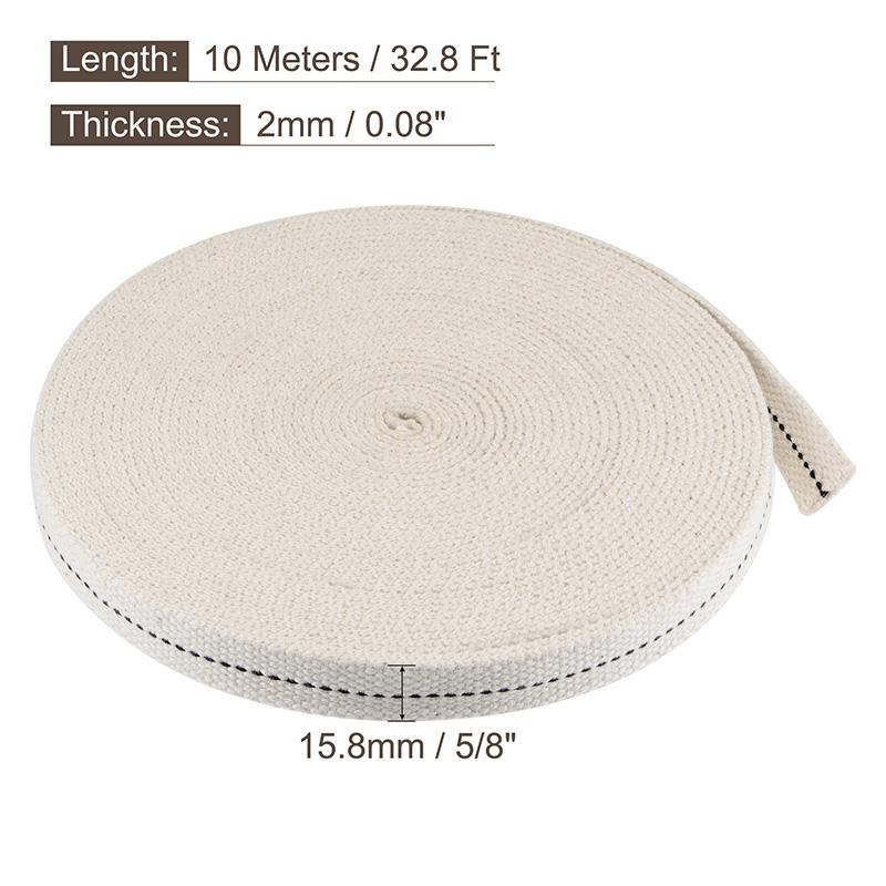 Uxcell 10 Meter Kerosene Lamp Wick Braided Cotton Oil Lamp Wick Core Wick Flat Cotton For Oil Lamp Lighting Lantern Making
