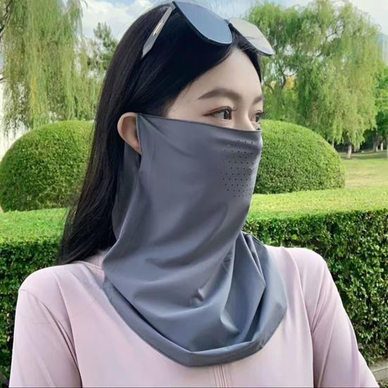 Sun Protection Guard Quick-Drying Fabric Ice Silk Face Guard with Breathable Mesh Elastic Earhook Cooling Fabric Extended Neck Gaiter Face Guard