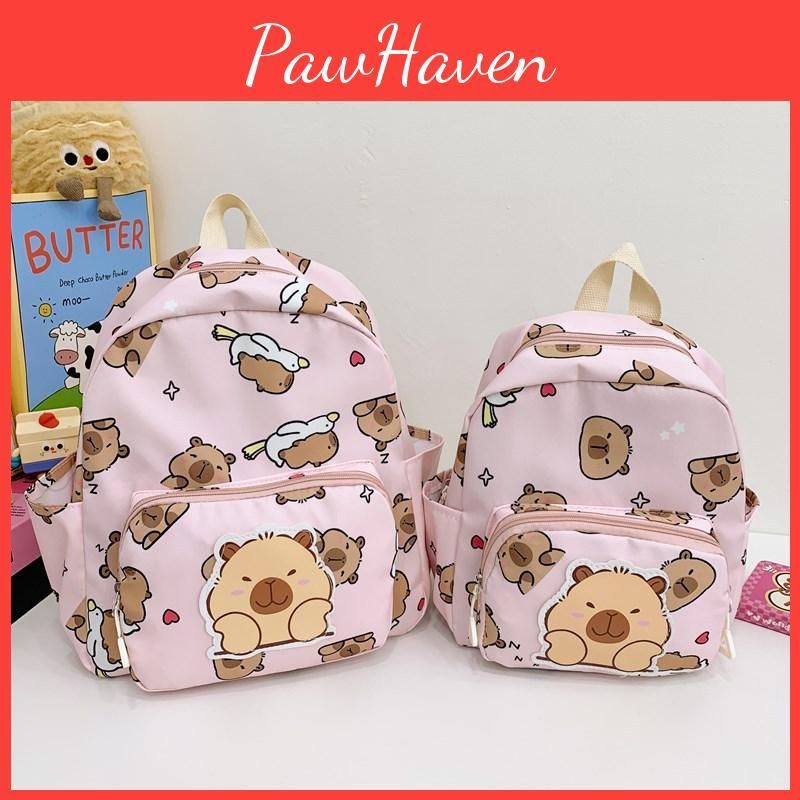 Printed Cartoon Capybara Backpack Children Schoolbag Leisure Fashion Bag Travel