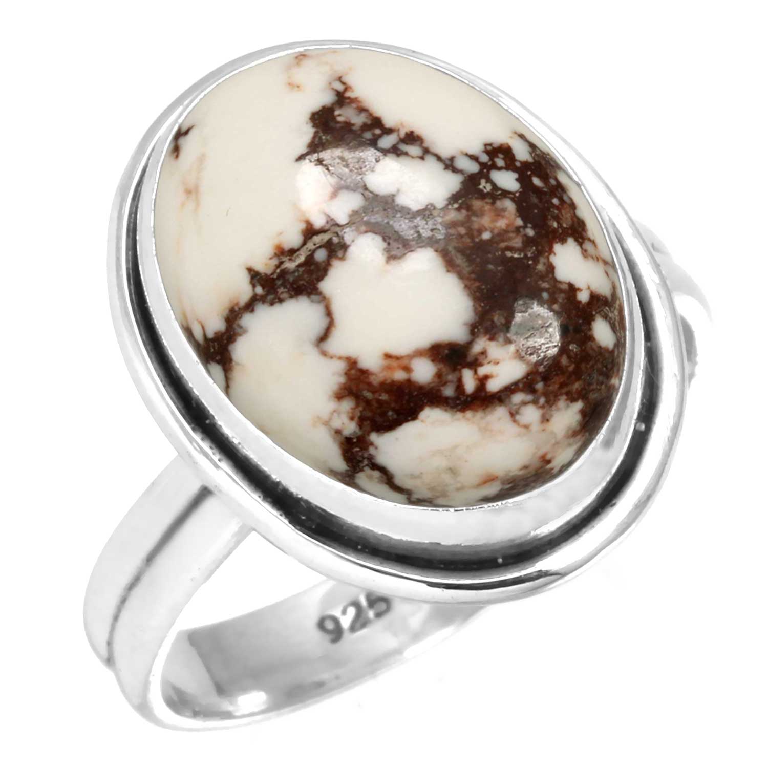 

925 Sterling Silver Ring Women Gemstone Handmade Jewelry Friendship Day Gift Smithsonite Sponge Coral Seraphinite Shattuckite Thulith Wild Horse 12