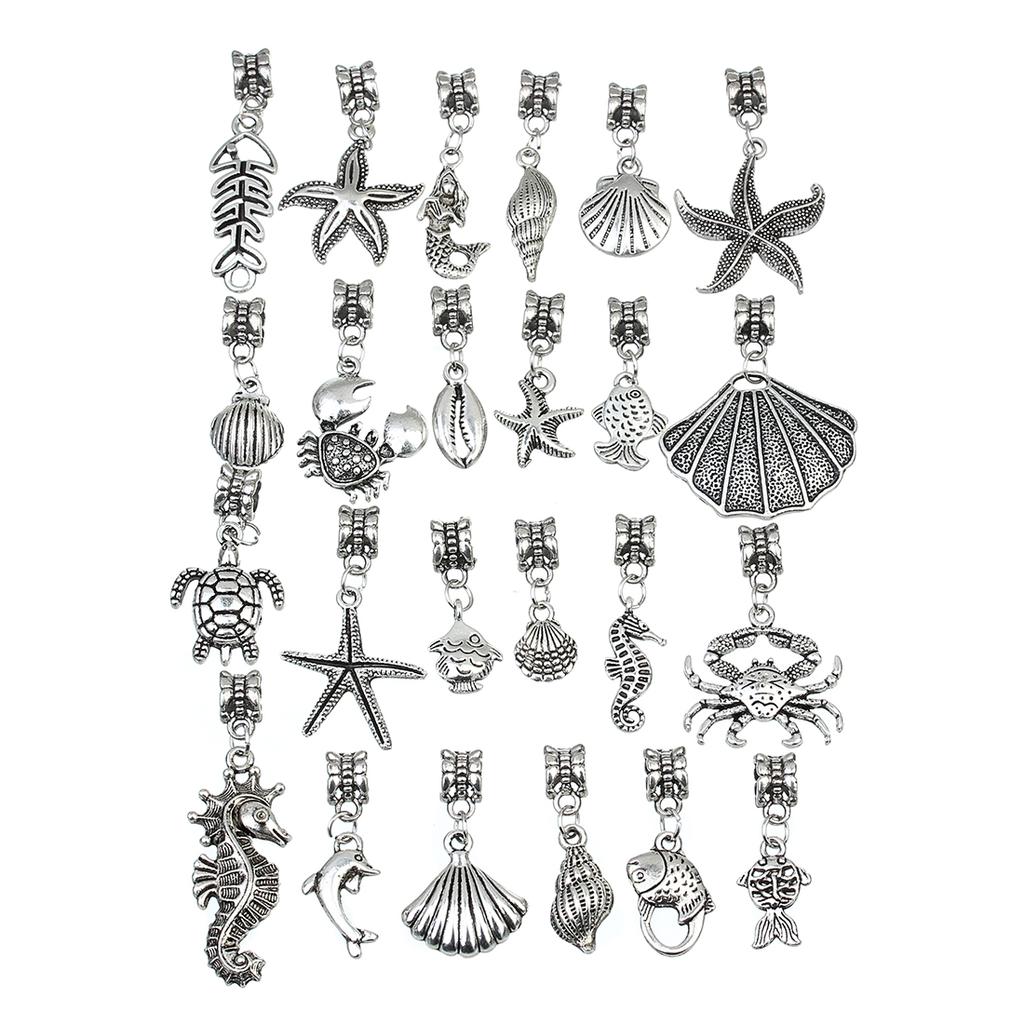 Louleur 10pcs Antique Silver Color Pendants Charm Big Hole Pendant For Jewelry Making DIY Gifts Bracelet Necklace Accessories