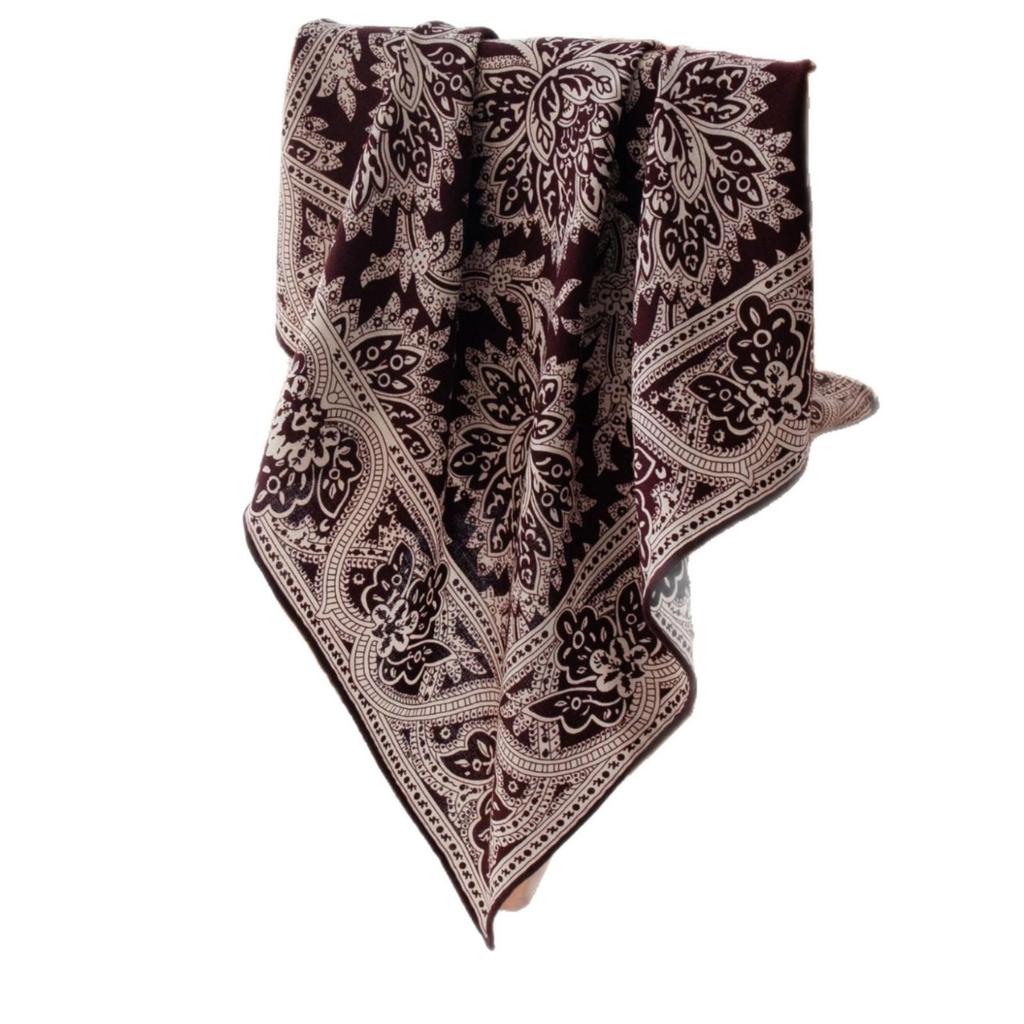 Handmade Retro Paisley Print Double-Sided Wool-Silk Scarf: Luxurious Small Square with High-End Feel