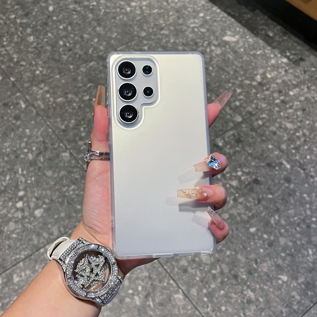 Suitable for Samsung S25ultra Matte Mobile Phone Case S25imd Laser Color Silver Magnetic Case S25edge