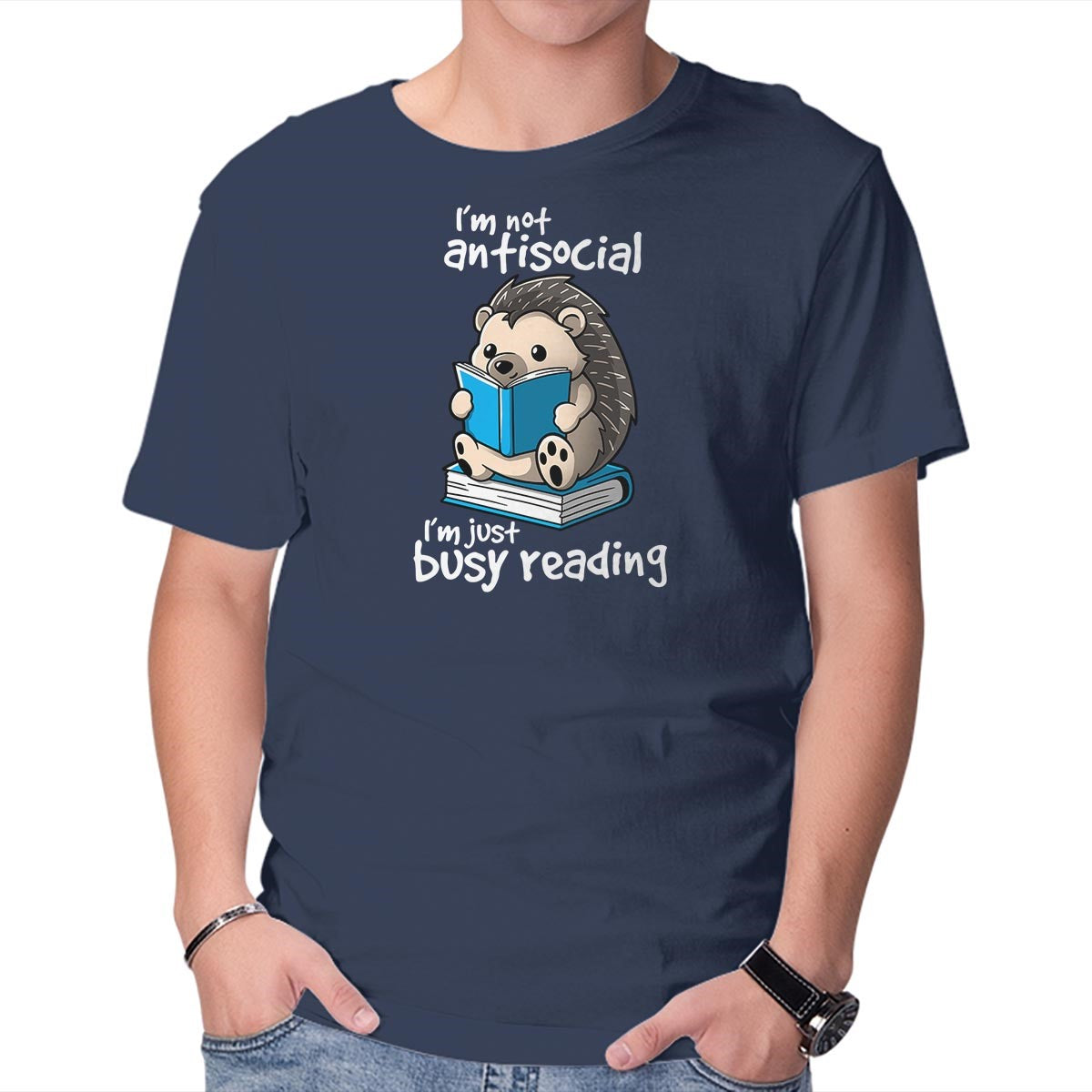 Unisex Crew Neck T-Shirt Antisocial Hedgehog Graphic Short Sleeve Casual Tee XXXXL