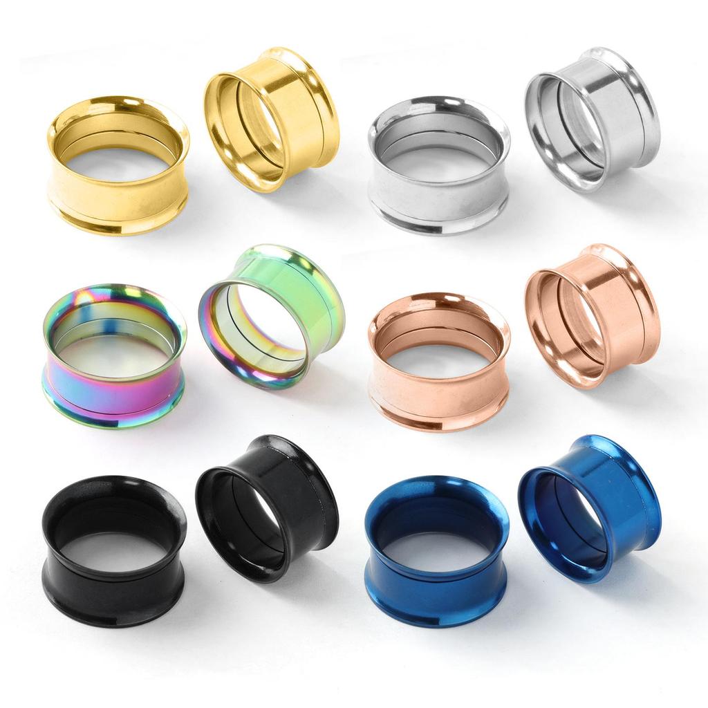 Stainless Steel Double Horn Ear Expander - European & American Fashion Piercing Accessory