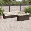 11-teiliges Gartensofa-Set mit Polstern braunes Polyrattan
