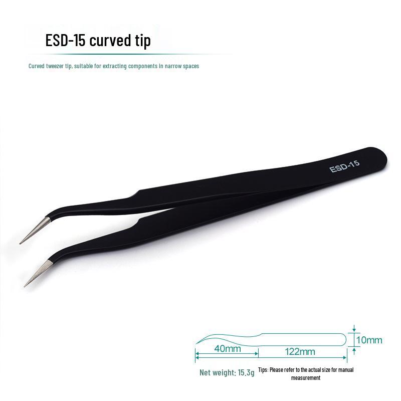 DIY Stainless Steel Curved Tip Anti-static Tweezers for Bird's Nest Handling and Eyelash Extensions