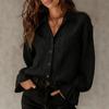 2026 Women's Solid Color Lapel Lace-Trim Long Sleeve Versatile Shirt