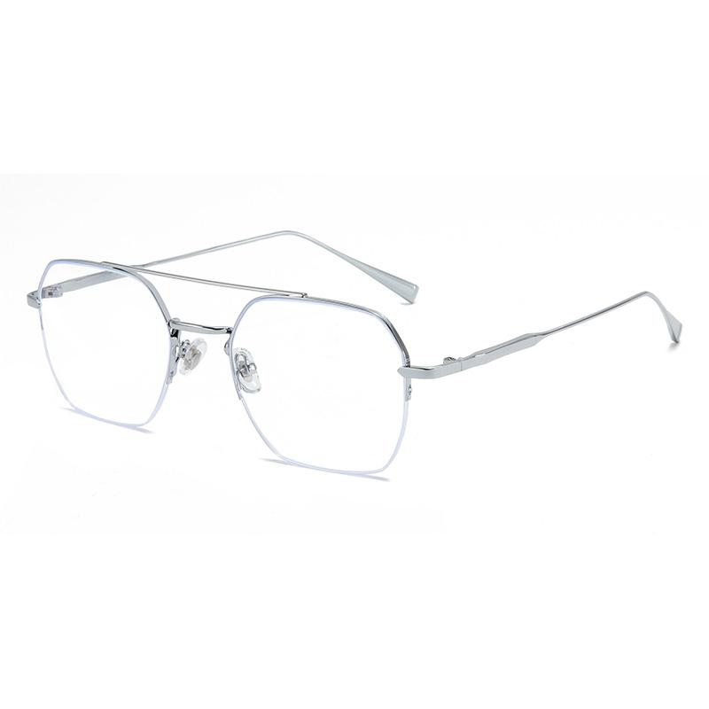 Half Frame Blue Light Blocking Polygon Nearsighted Glasses Women Men Short-Sight Prescription Spectacles 0 -0.5 -0.75 To -6.0