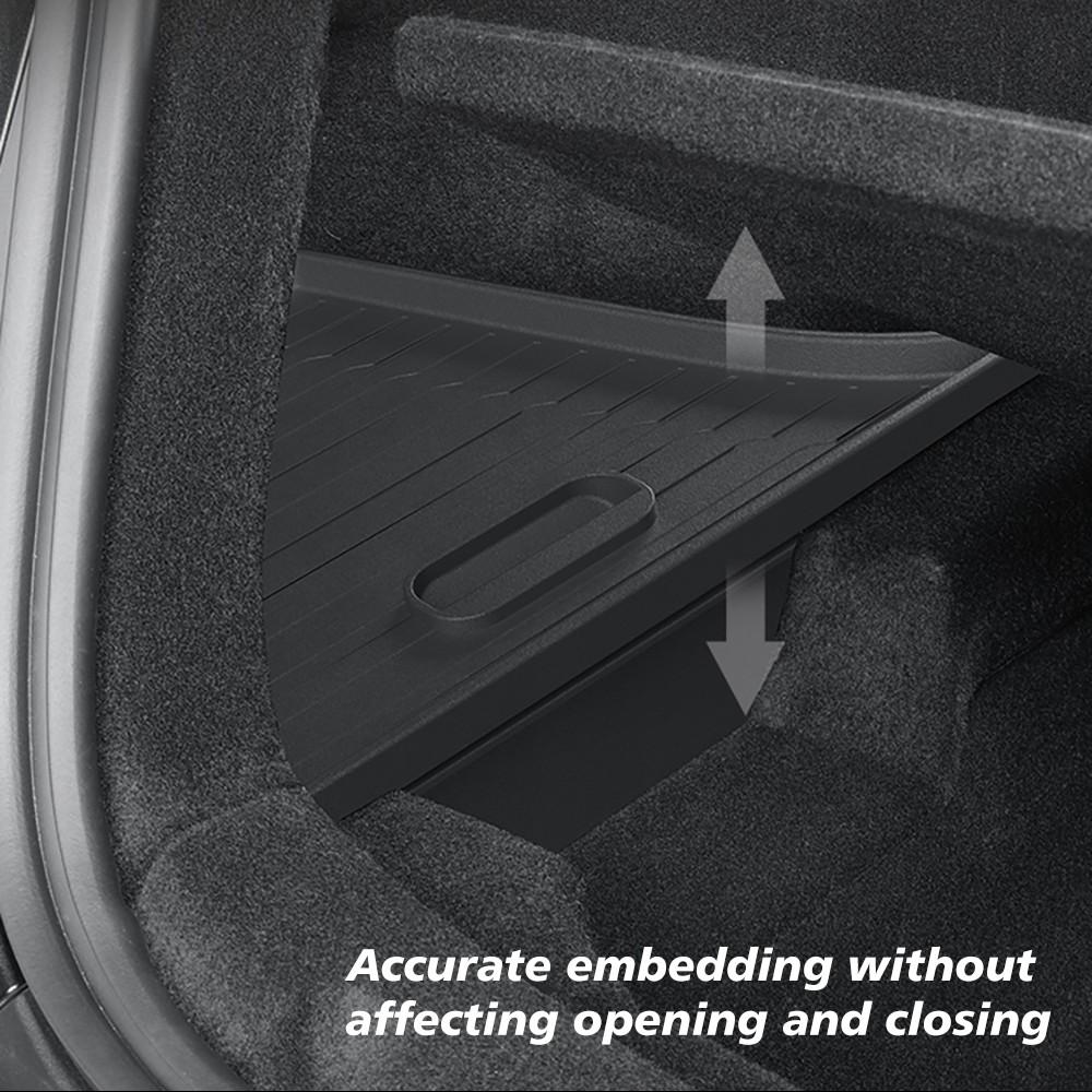 For Tesla Model Y Juniper 2025+ TPE Car Trunk Side Storage Box Cover Plate Organizer Car Trunk Side Storage Box Refit Accessorys