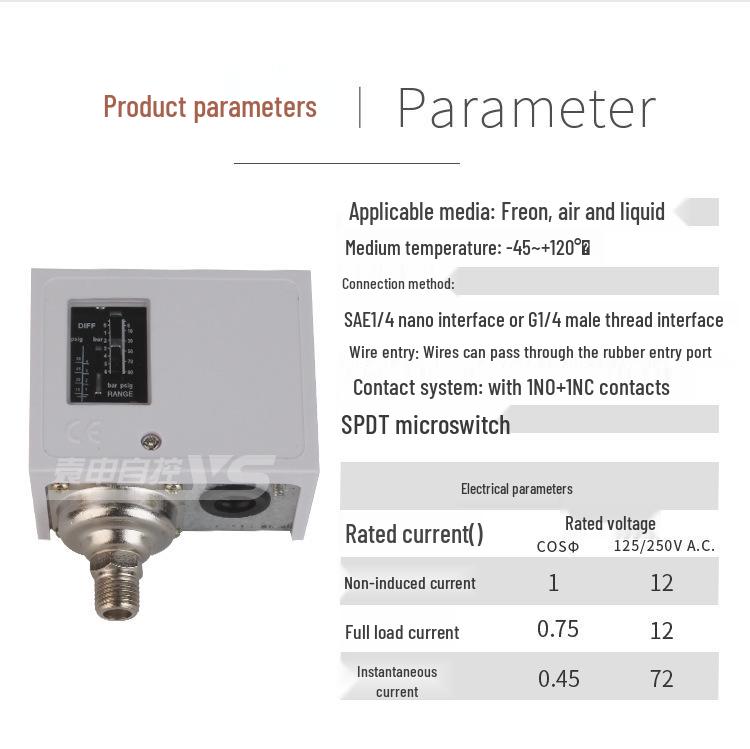 Adjustable Pressure Controller for Air Compressors and Water Pumps - Auto Start/Stop