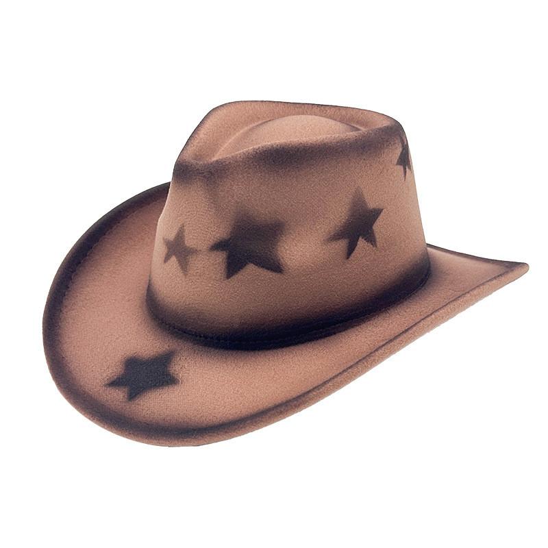 Cowboy Top Heartshaped Hat With Star Spray Paint And Wide Brim For Wear Casual